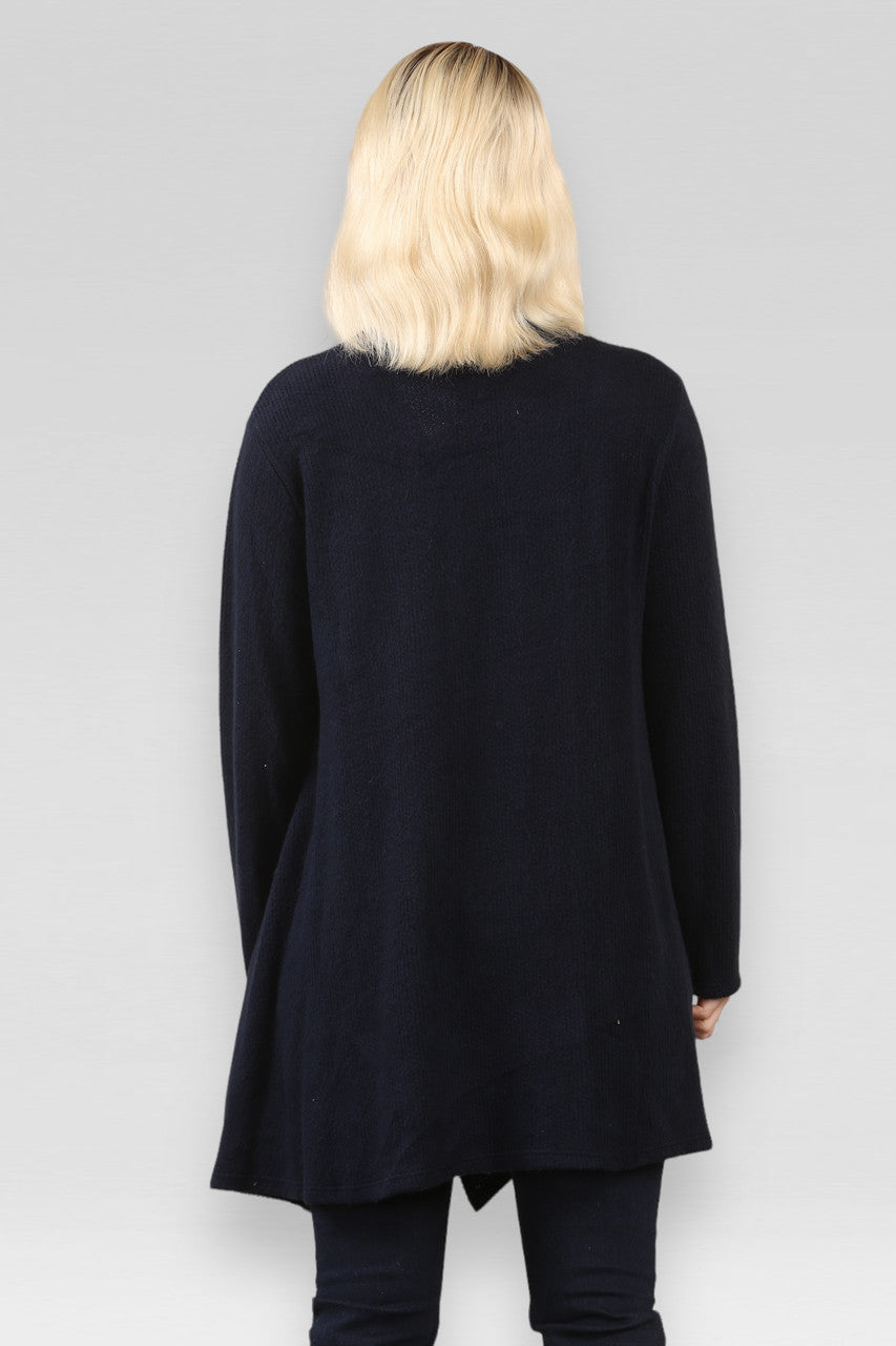 SPACE KNIT PATCHWORK JURK MARINEBLAUW