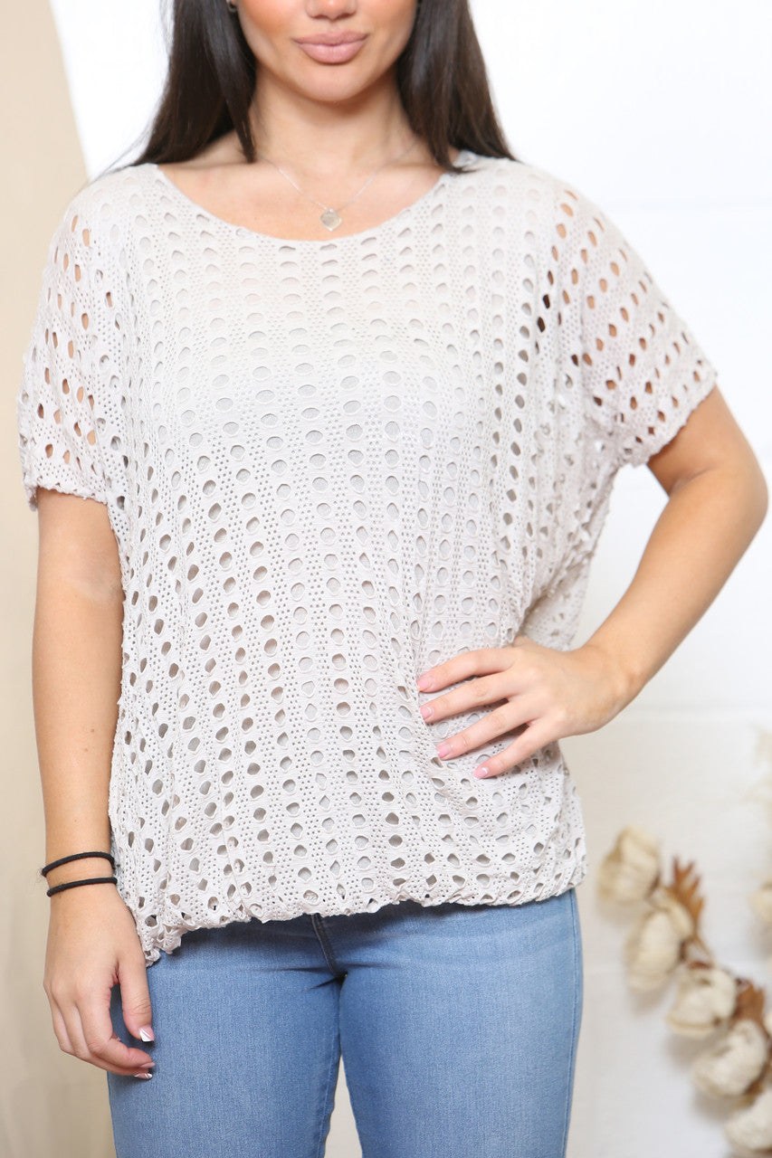 Dames Gehaakte Top Met Onderlaag Stone