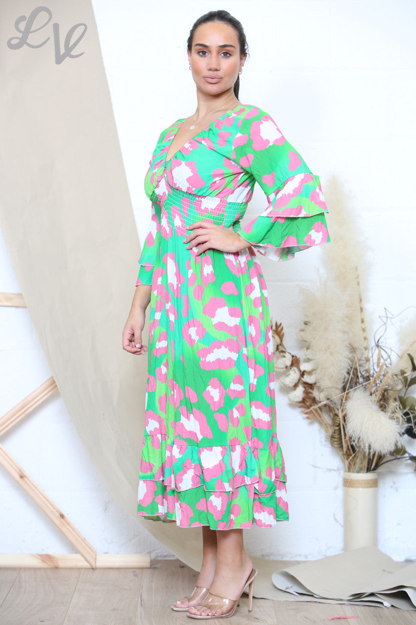 Dames Maxi Jurk met Dierenprint Groen