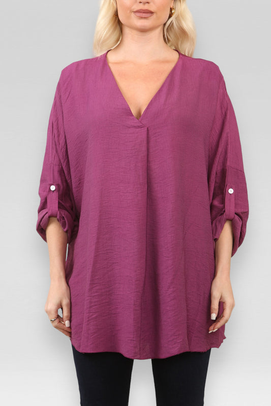 EFFEN BLOUSE MET V-HALS MAGENTA