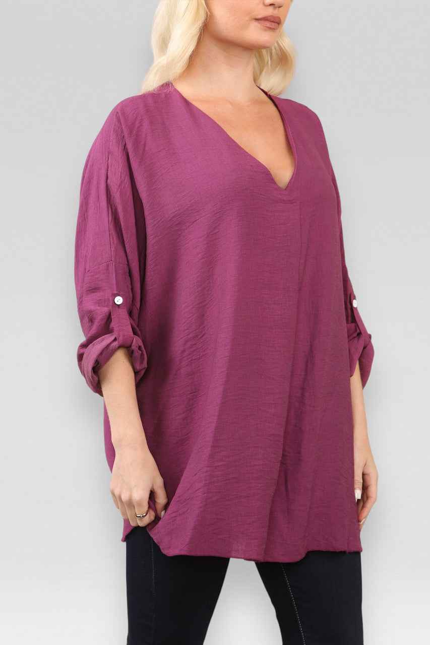 EFFEN BLOUSE MET V-HALS MAGENTA