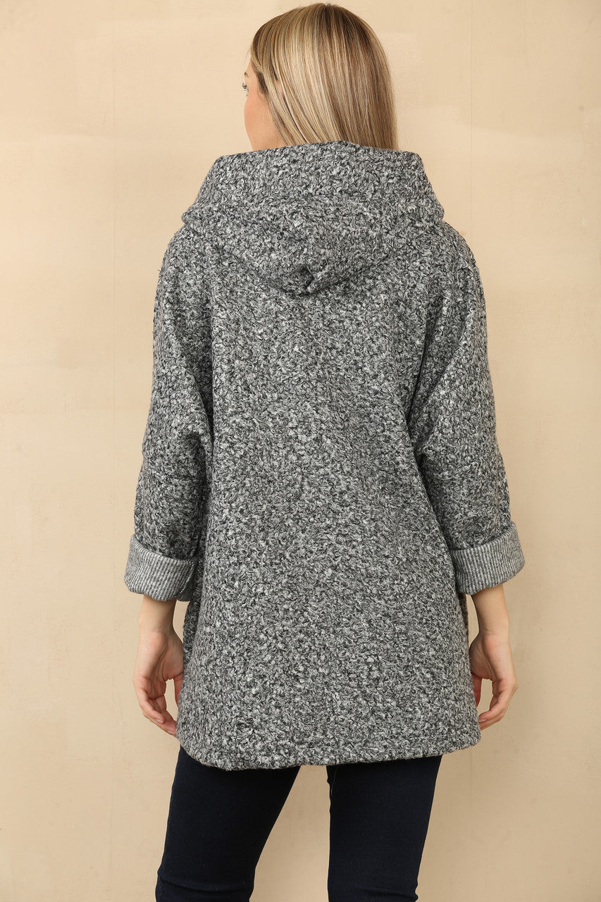 CAPUCHON VEST ZACHTE WOLMIX RITS SLUITING GESP EN MELANGE GRIJS