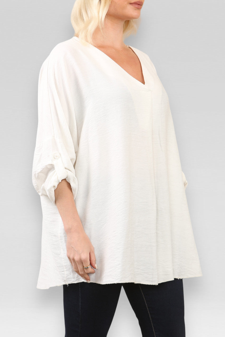 EFFEN V-HALS BLOUSE TOP CRÈME