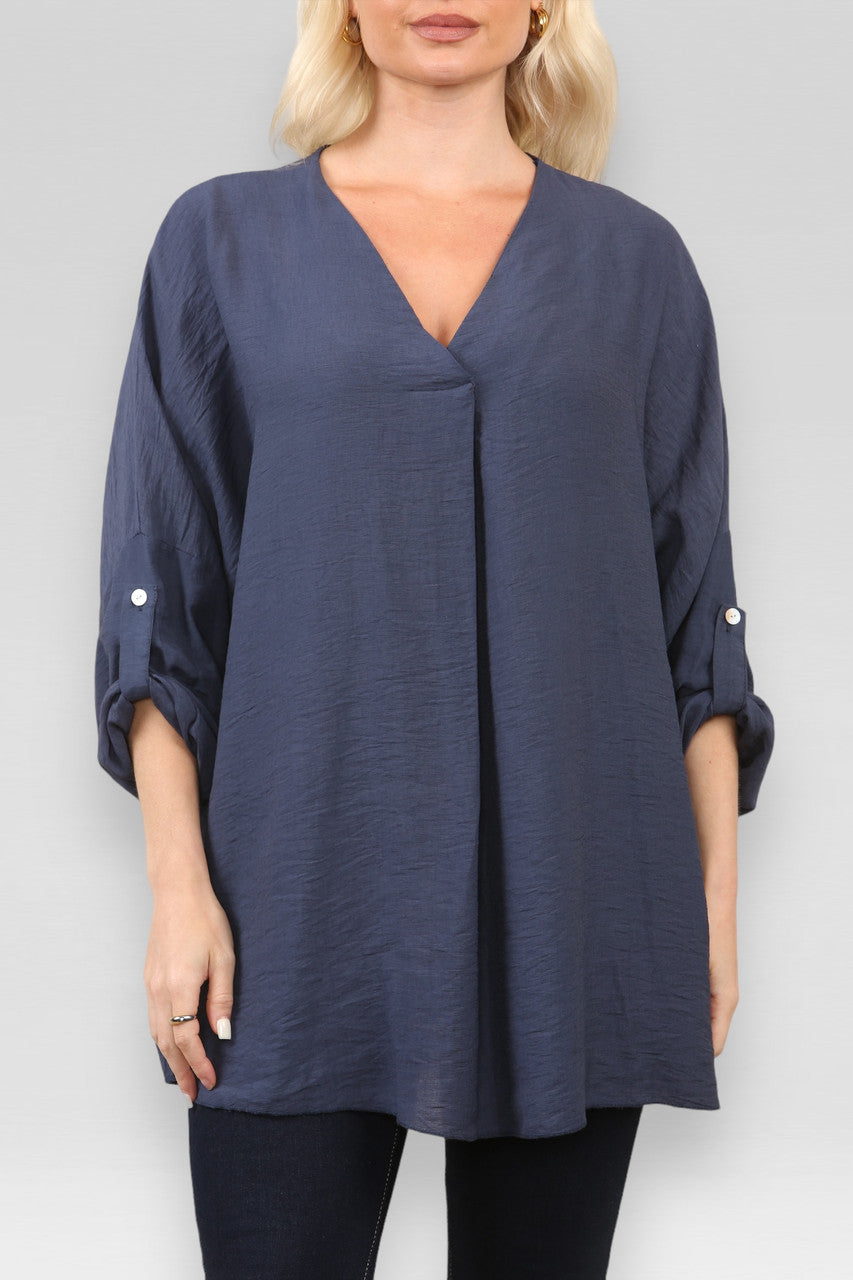 EFFEN V-HALS BLOUSE NAVY