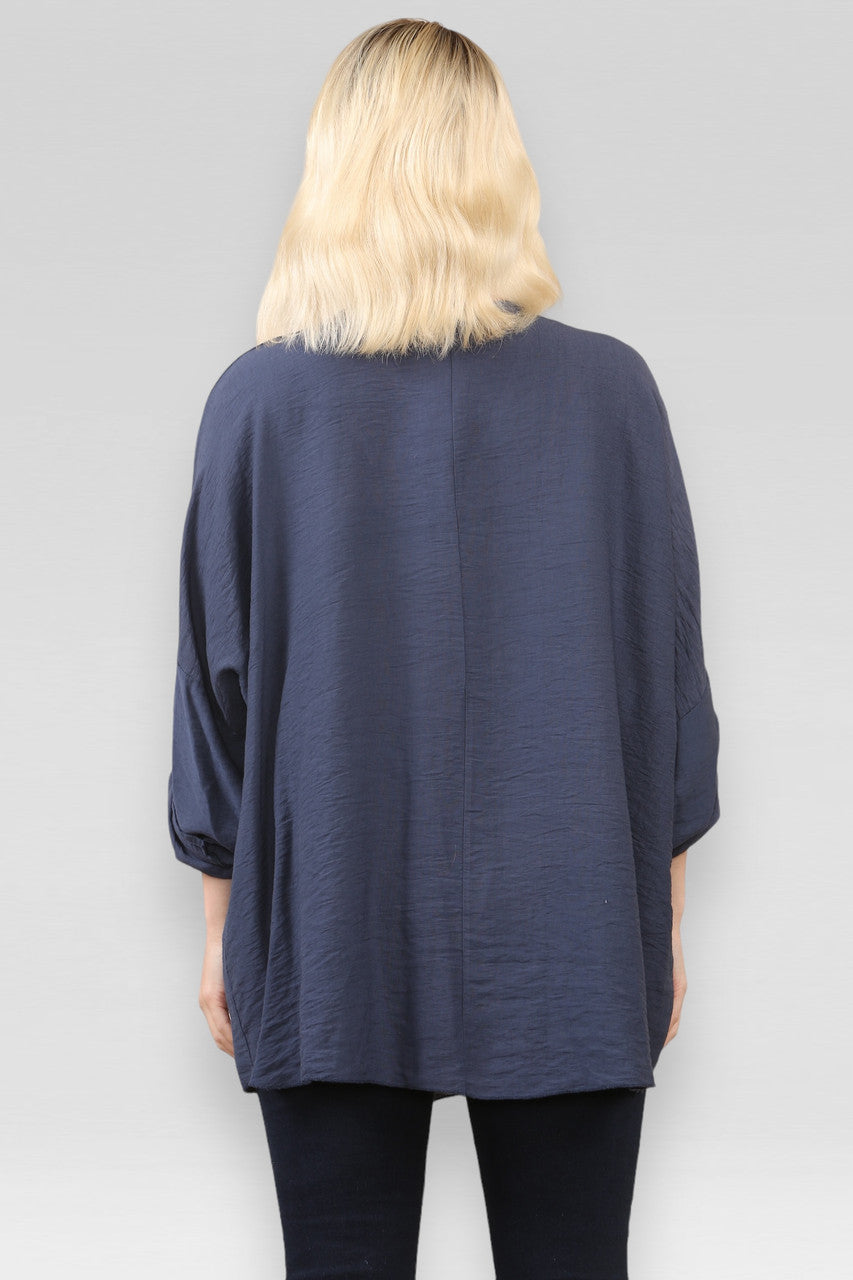 EFFEN V-HALS BLOUSE NAVY