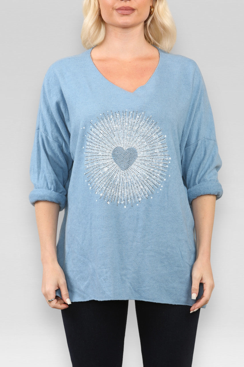 HARTJESGRAFIEK TRUI TOP DENIM