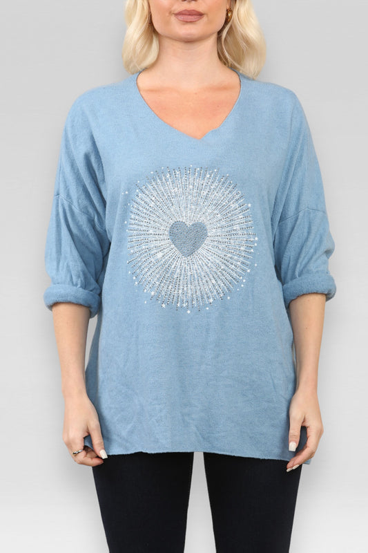 HARTJESGRAFIEK TRUI TOP DENIM