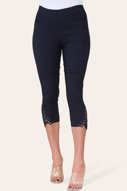 CAPRI LEGGING MET KANTEN ZOOM - MARINEBLAUW
