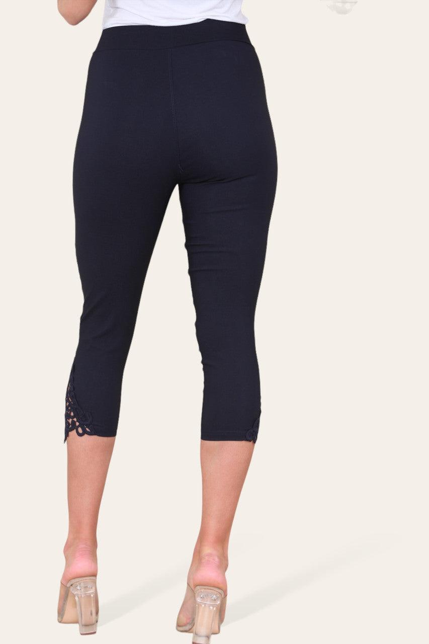 CAPRI LEGGING MET KANTEN ZOOM - MARINEBLAUW