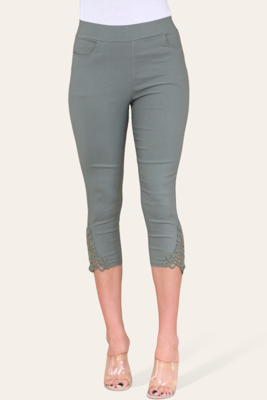 CAPRI LEGGING MET KANTEN ZOOM - KHAKI