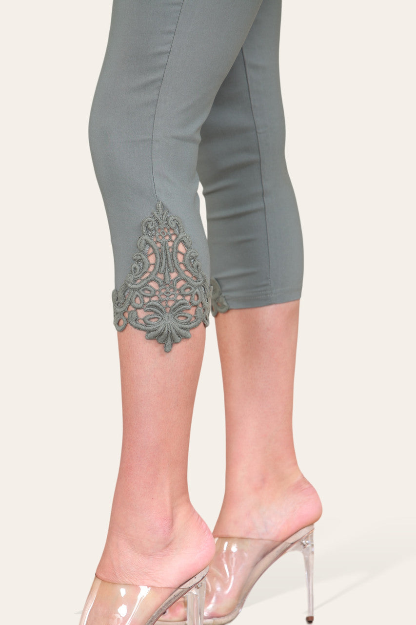 CAPRI LEGGING MET KANTEN ZOOM - KHAKI