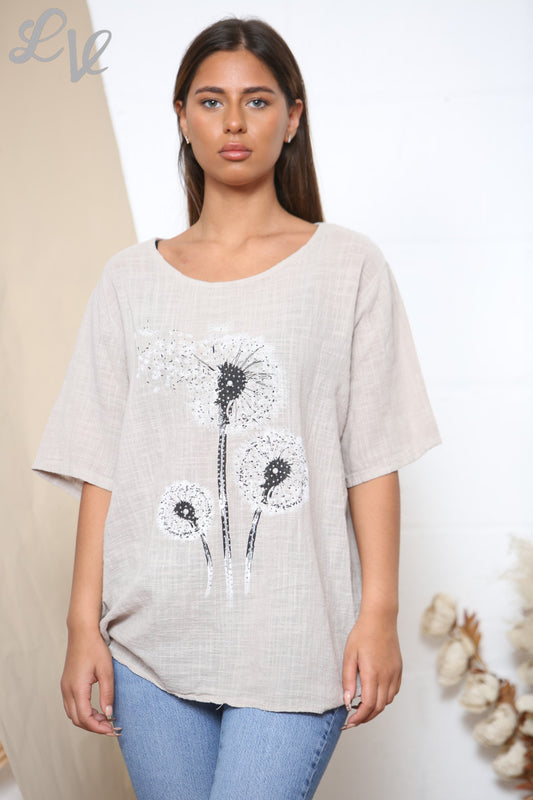 Ladies Dandelion Flower Top Stone