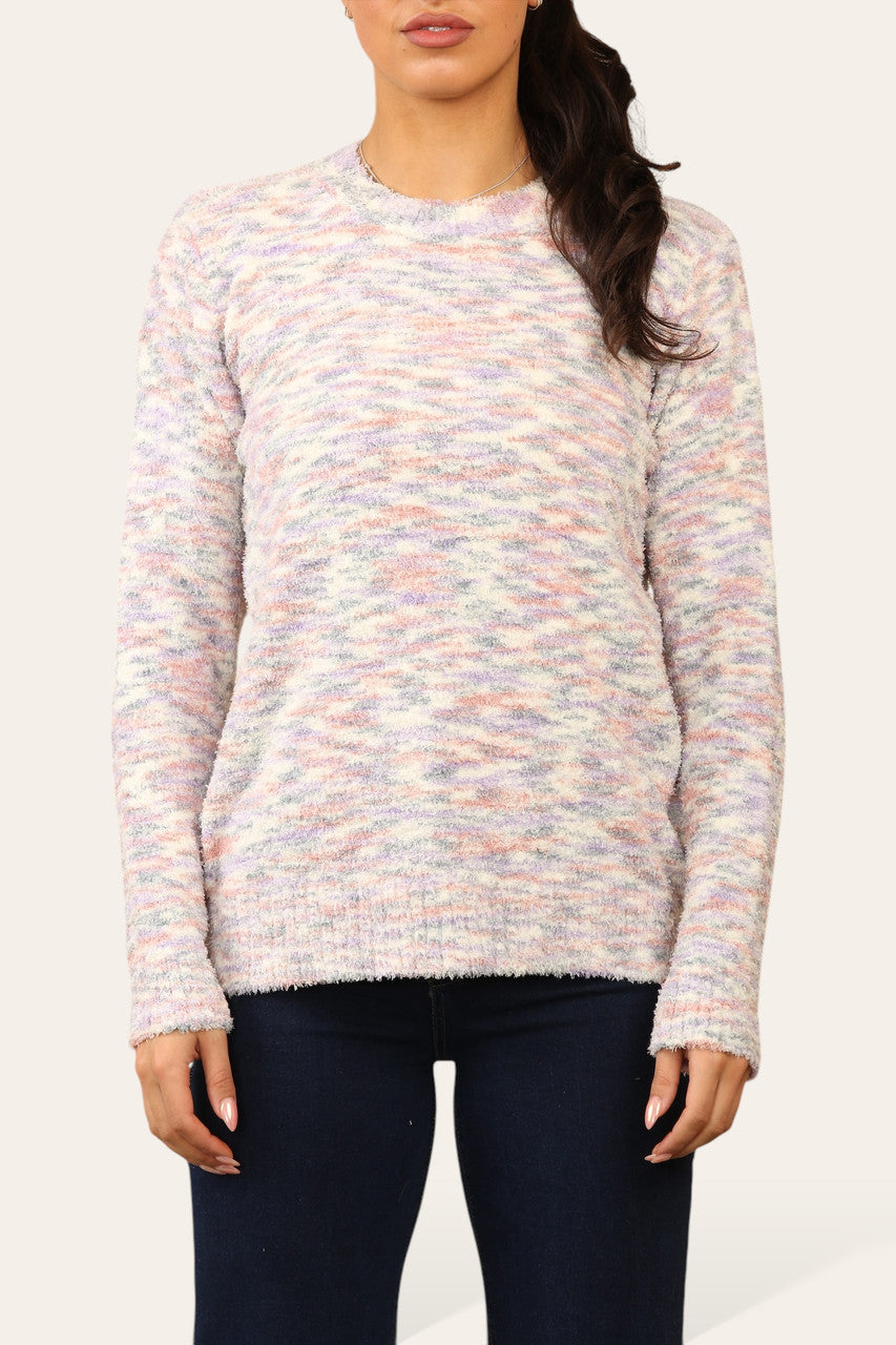 TIE DYE SUPERZACHTE PLUIZIGE TRUI LILA