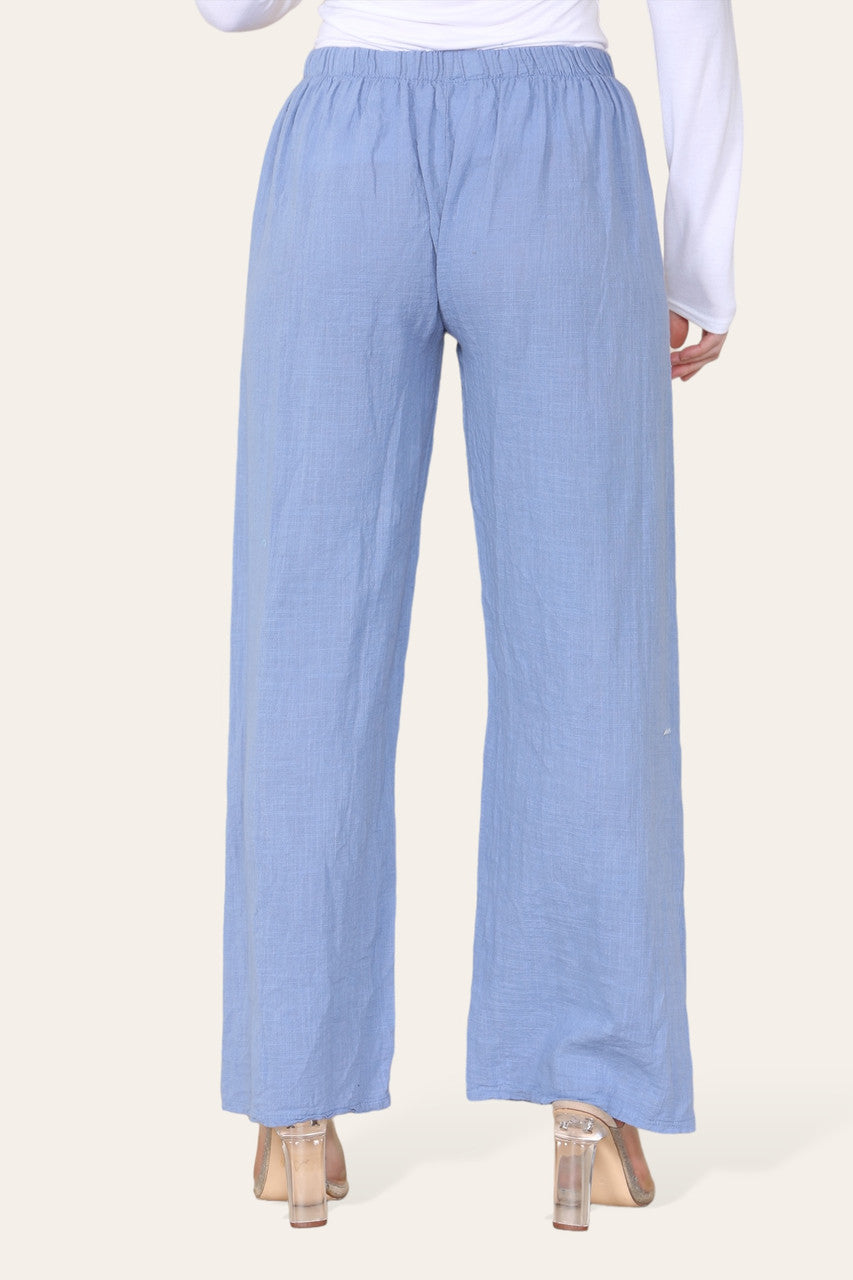 ELASTICATED WAIST COTTON TROUSERS DENIM