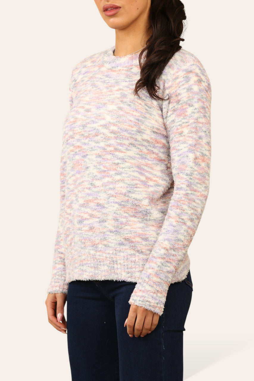 TIE DYE SUPERZACHTE PLUIZIGE TRUI LILA