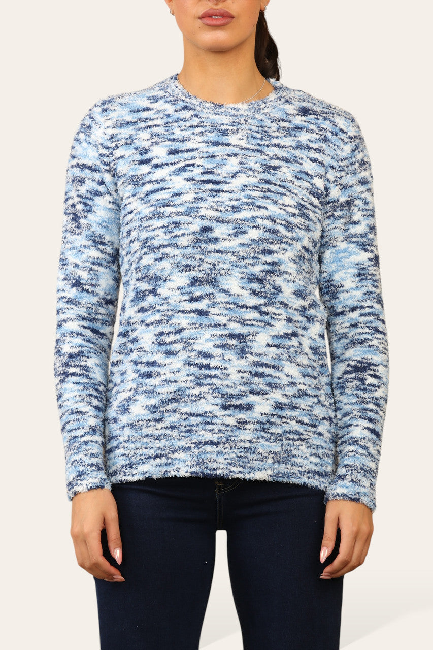 TIE DYE SUPERZACHTE PLUIZIGE TRUI BLAUW