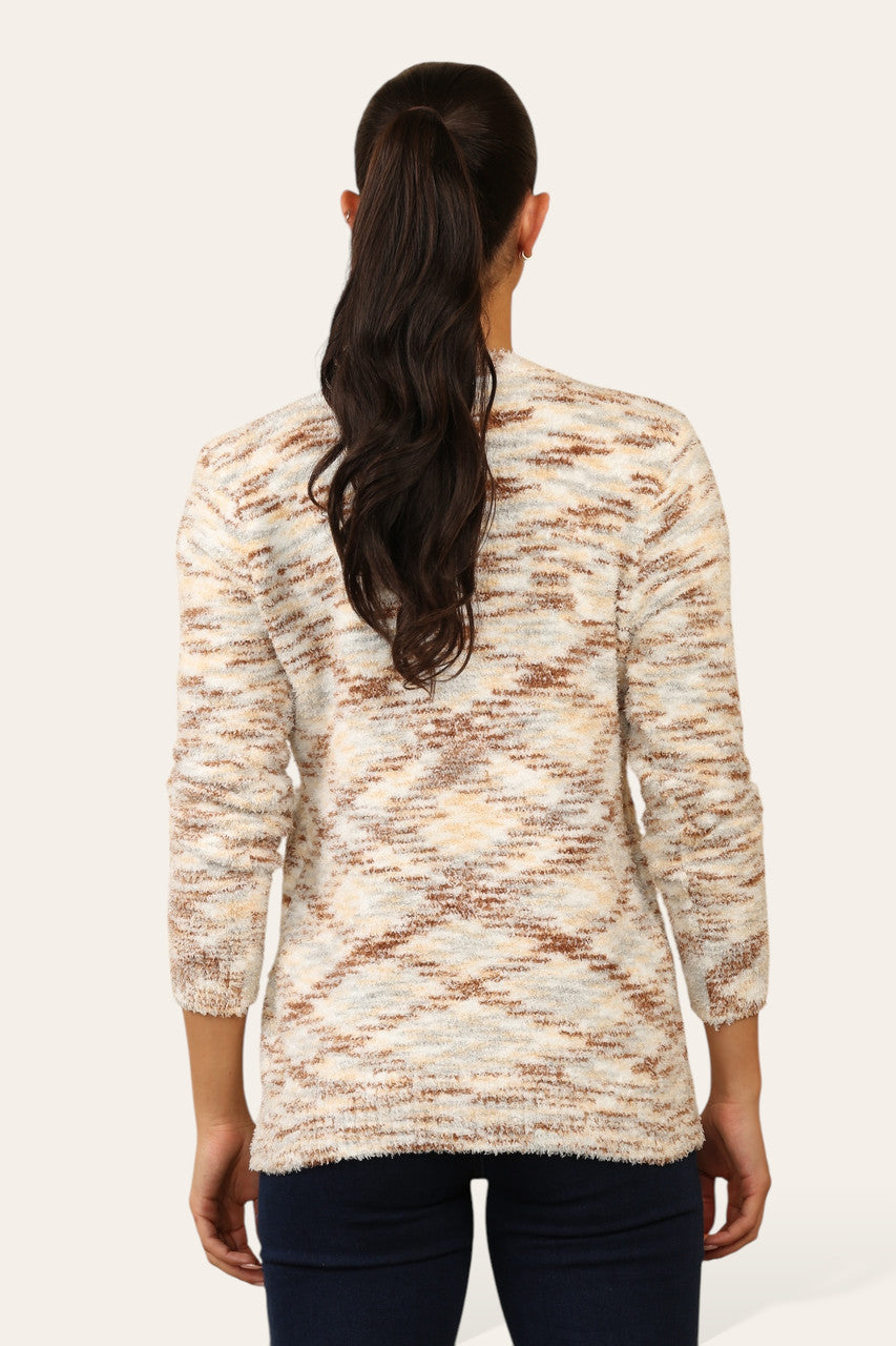 TIE DYE SUPERZACHTE PLUIZIGE TRUI BEIGE