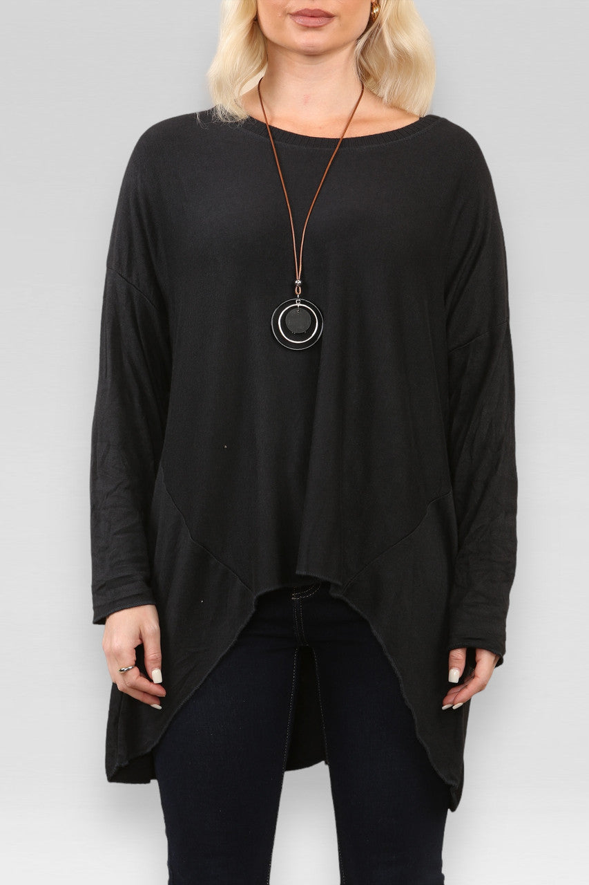 FIJNGEBREIDE TOP ZWART MET KETTING