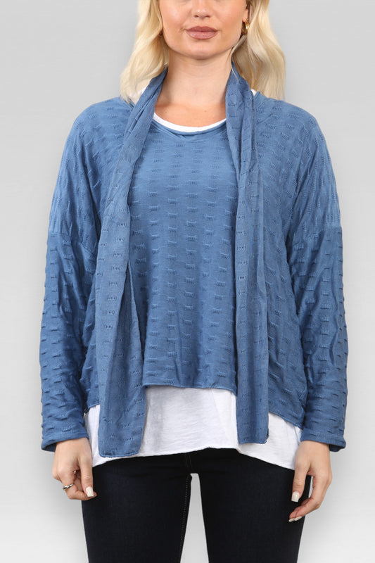 2-LAAGSE TRUI MET SJAAL DENIM