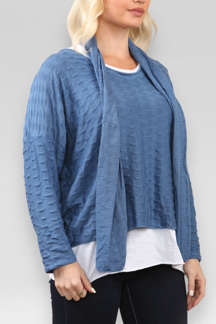2-LAAGSE TRUI MET SJAAL DENIM