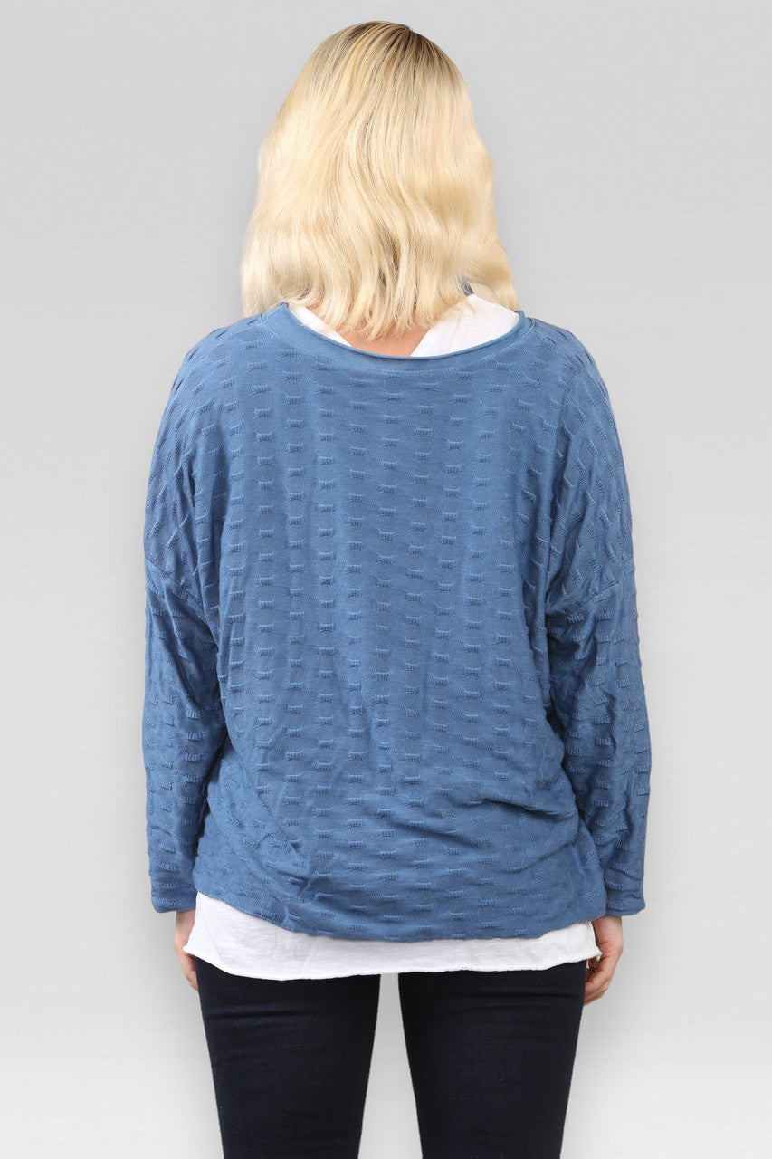 2-LAAGSE TRUI MET SJAAL DENIM