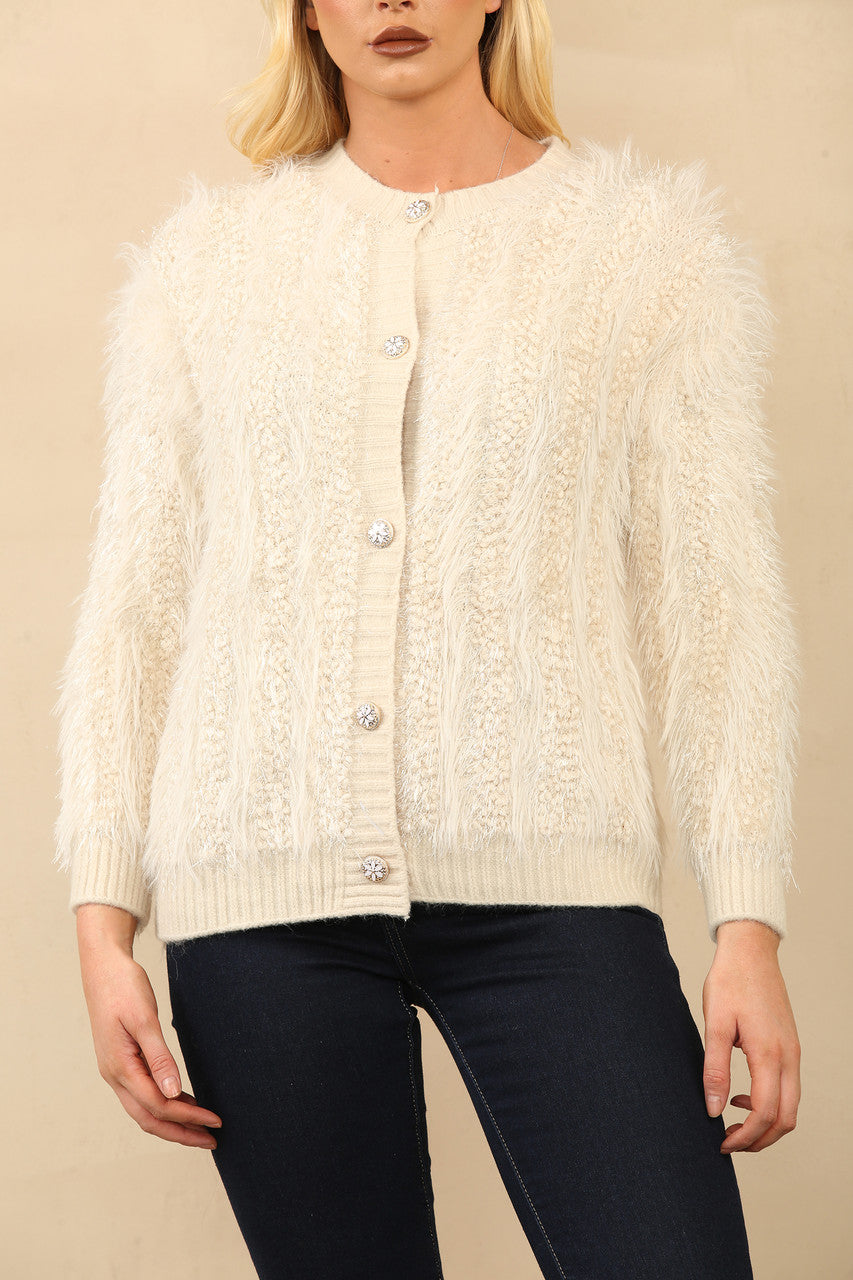 ZACHT GEBREID VEST MET KNOPEN BEIGE