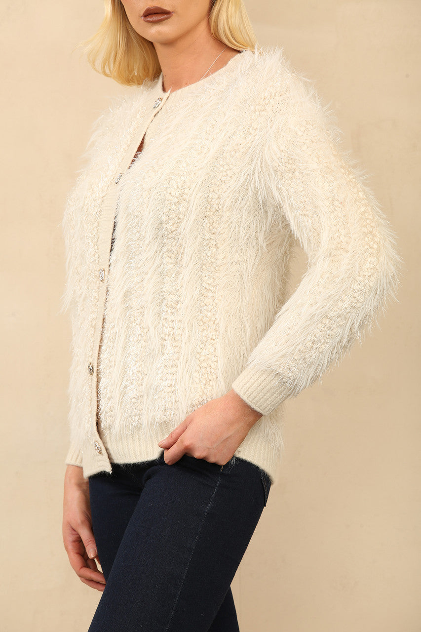 ZACHT GEBREID VEST MET KNOPEN BEIGE