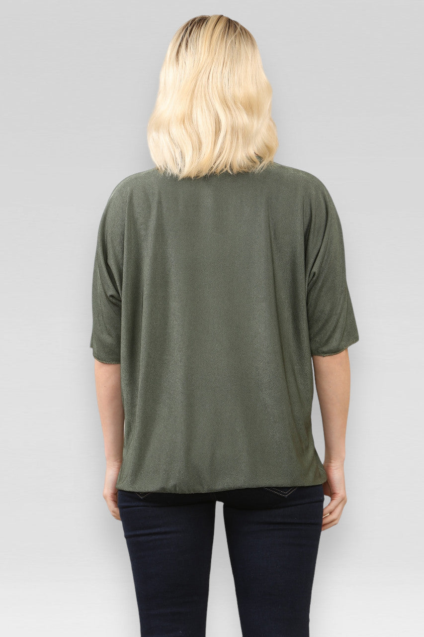LIGHTWEIGHT JUMPER WITH GEOMETRIC SCARF KHAKI