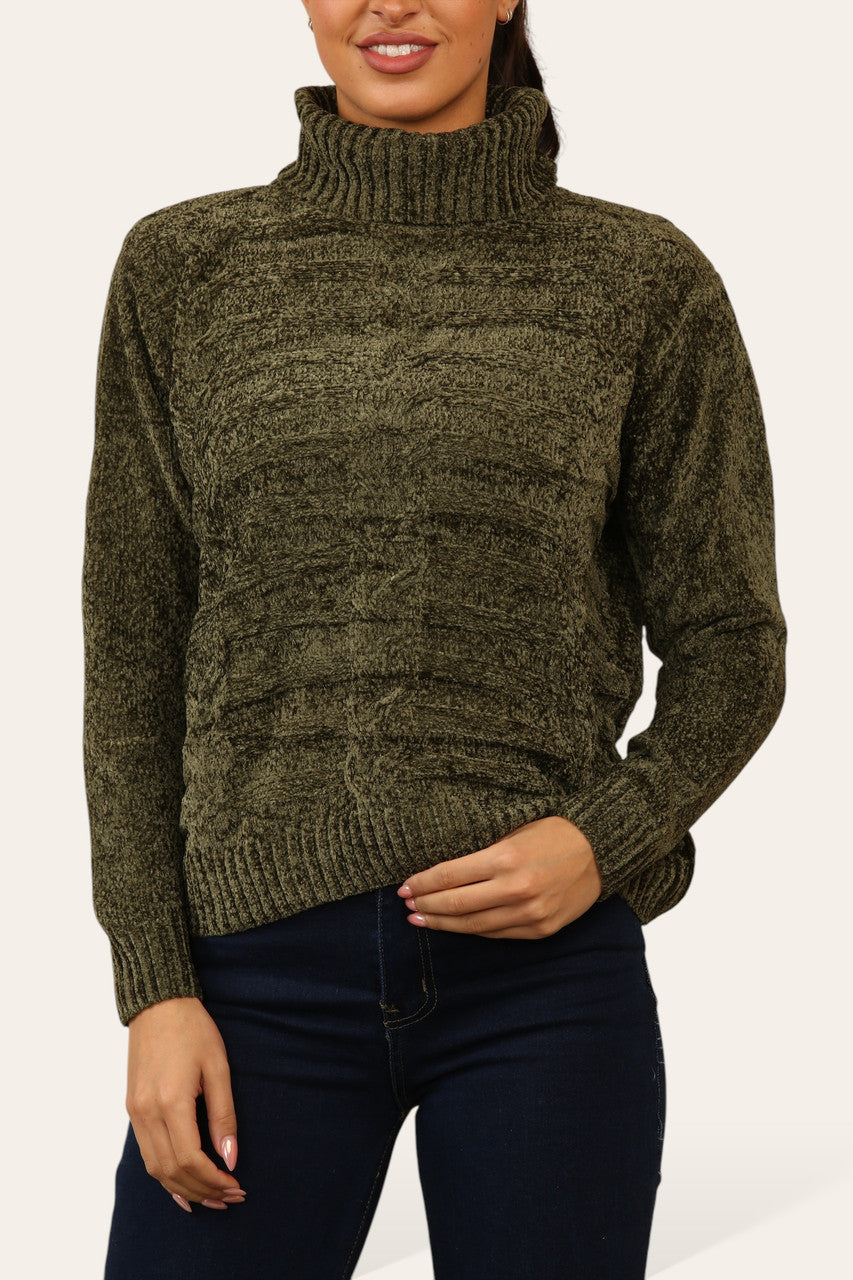 CHENILLE ROLKRAAGTRUI KHAKI