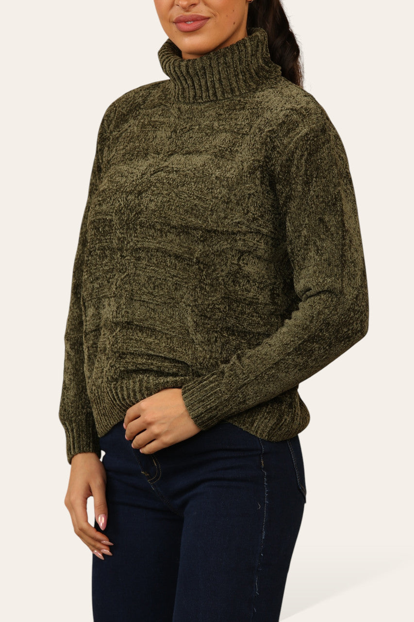 CHENILLE ROLKRAAGTRUI KHAKI