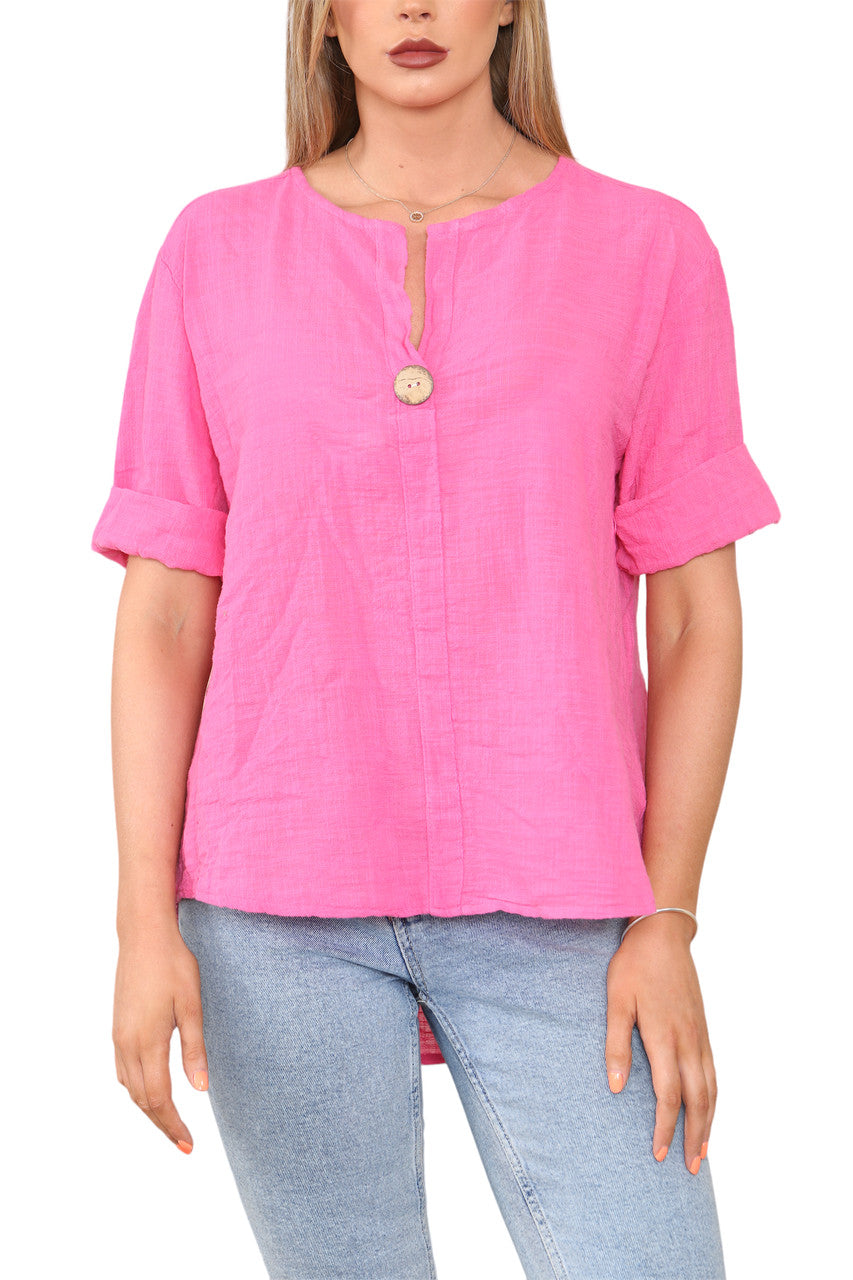 EFFEN OPA KRAAG KNOPEN TOP CERISE