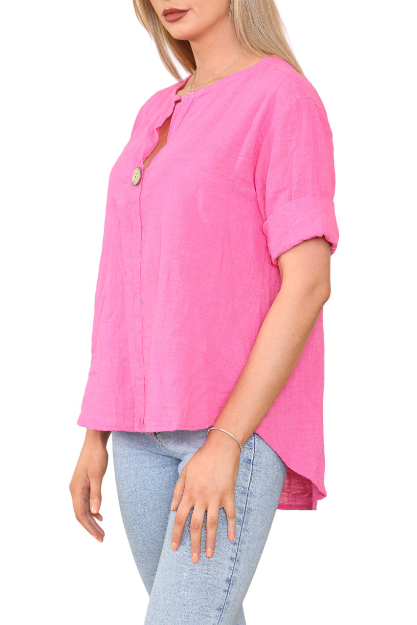 EFFEN OPA KRAAG KNOPEN TOP CERISE