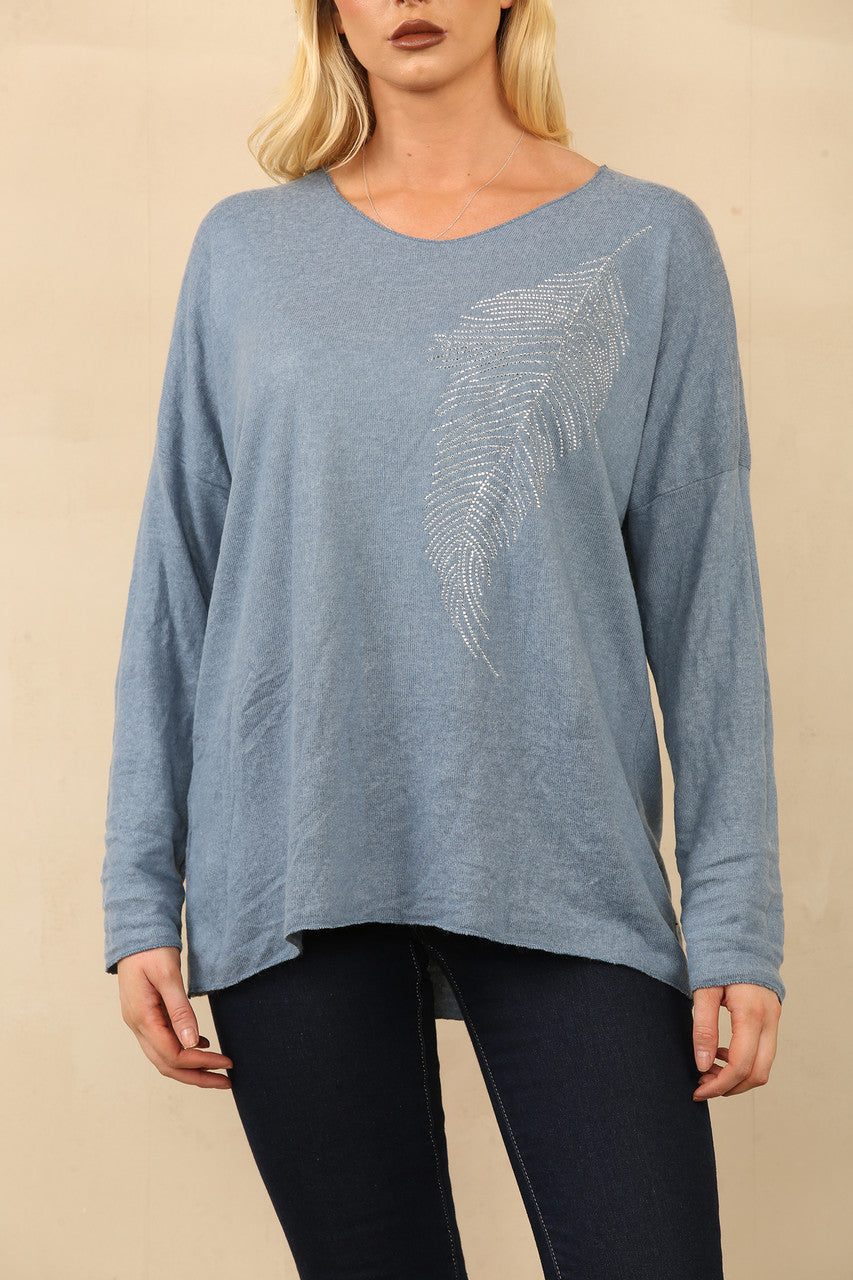 DIAMANTE VEREN FIJNE TRUI  DENIM