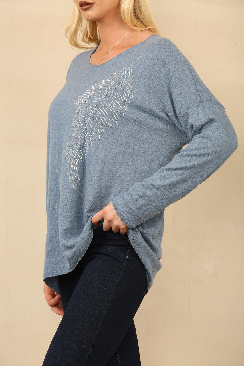 DIAMANTE VEREN FIJNE TRUI  DENIM