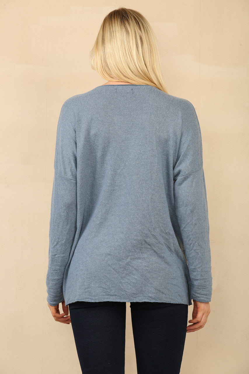 DIAMANTE VEREN FIJNE TRUI  DENIM