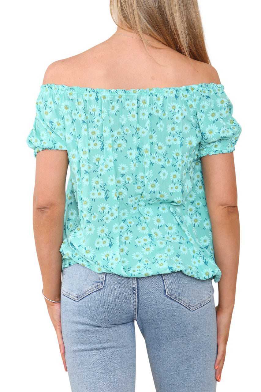 Ladies Bardot Off The Shoulder Floral Print Top Jeal