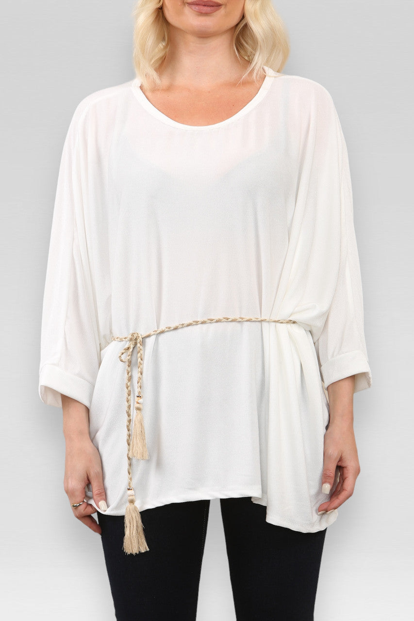 BATWING TOP MET STROPDAS/KETTING WIT