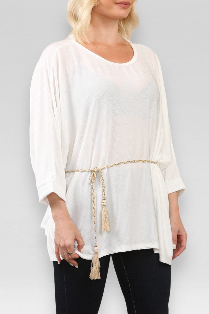 BATWING TOP MET STROPDAS/KETTING WIT