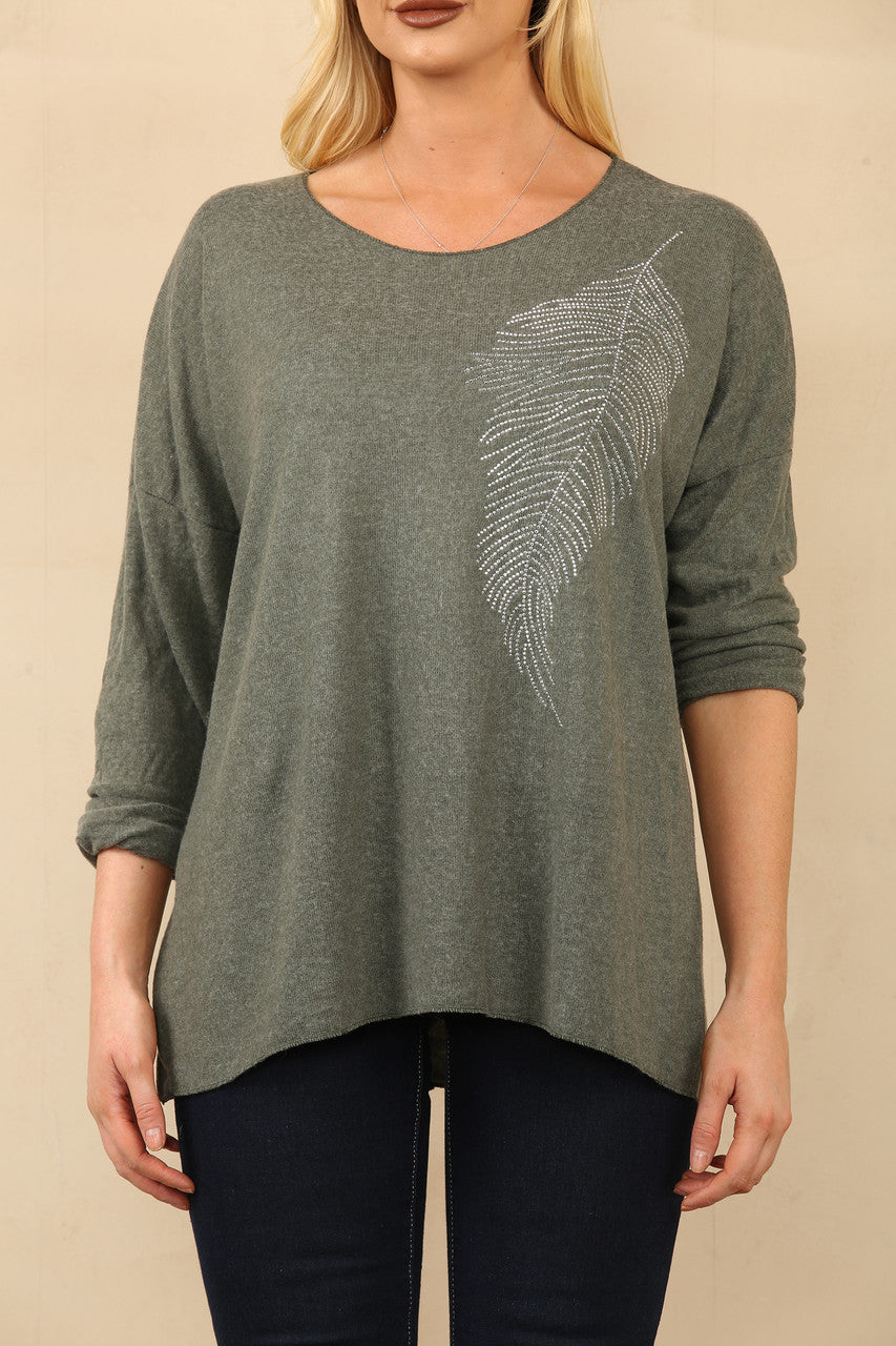 DIAMANTE VEREN FIJNE TRUI KHAKI