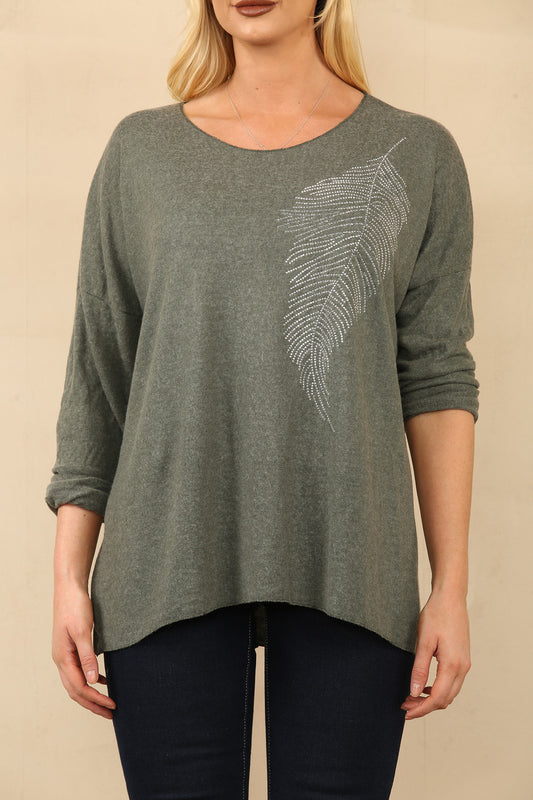 DIAMANTE VEREN FIJNE TRUI KHAKI