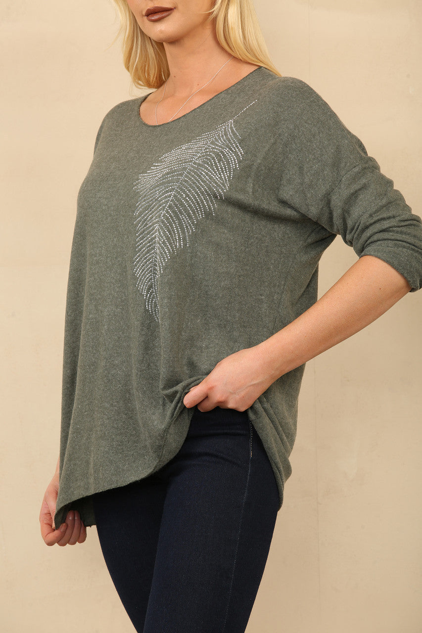 DIAMANTE VEREN FIJNE TRUI KHAKI