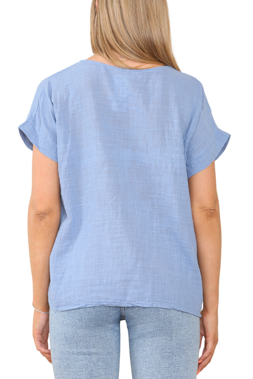 Dames T-shirt met paardenbloem silhouet spijkerbroekprint