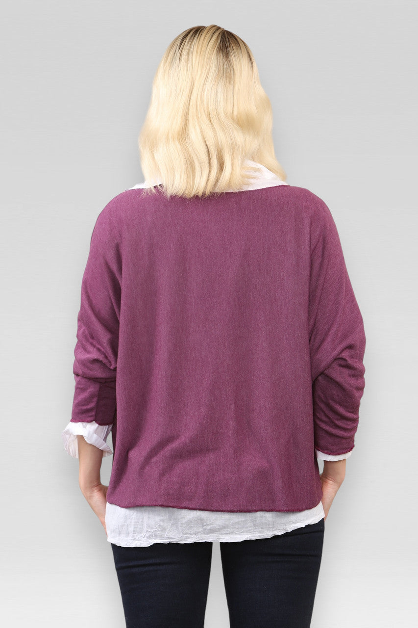 2-IN-1-SHIRTLAAGTRUI MAGENTA