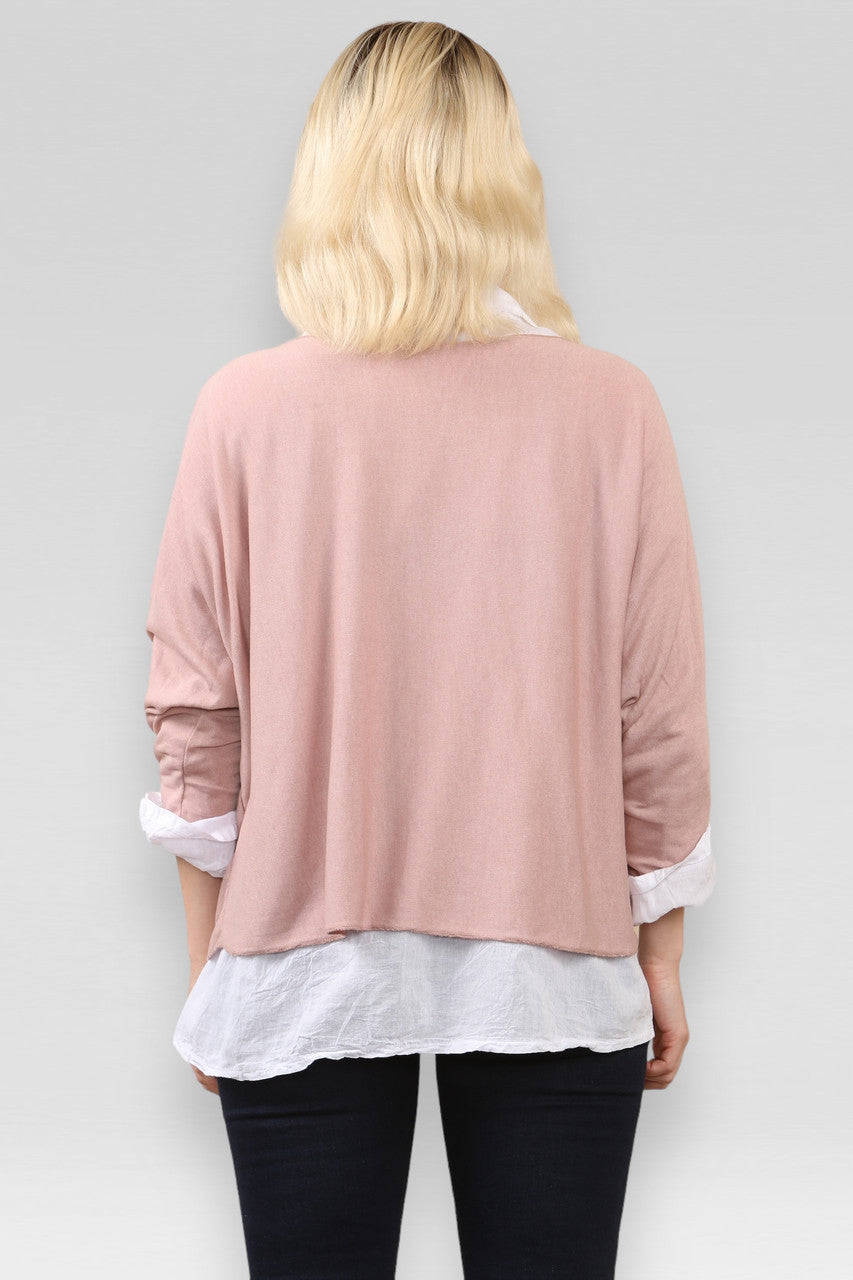 2 IN 1 SHIRT LAYER JUMPER DUSTY PINK