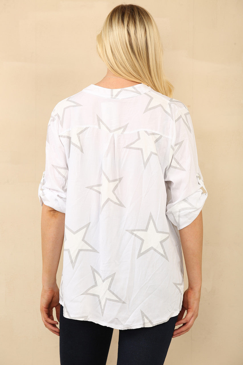 STERRENPRINT OVERHEMD BLOUSE CRÈME
