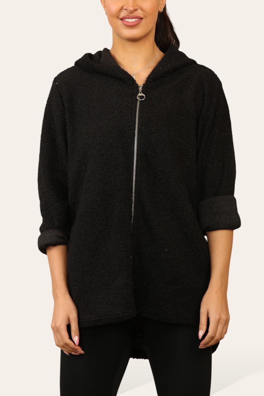 TEDDY RITS HOODIE ZWART
