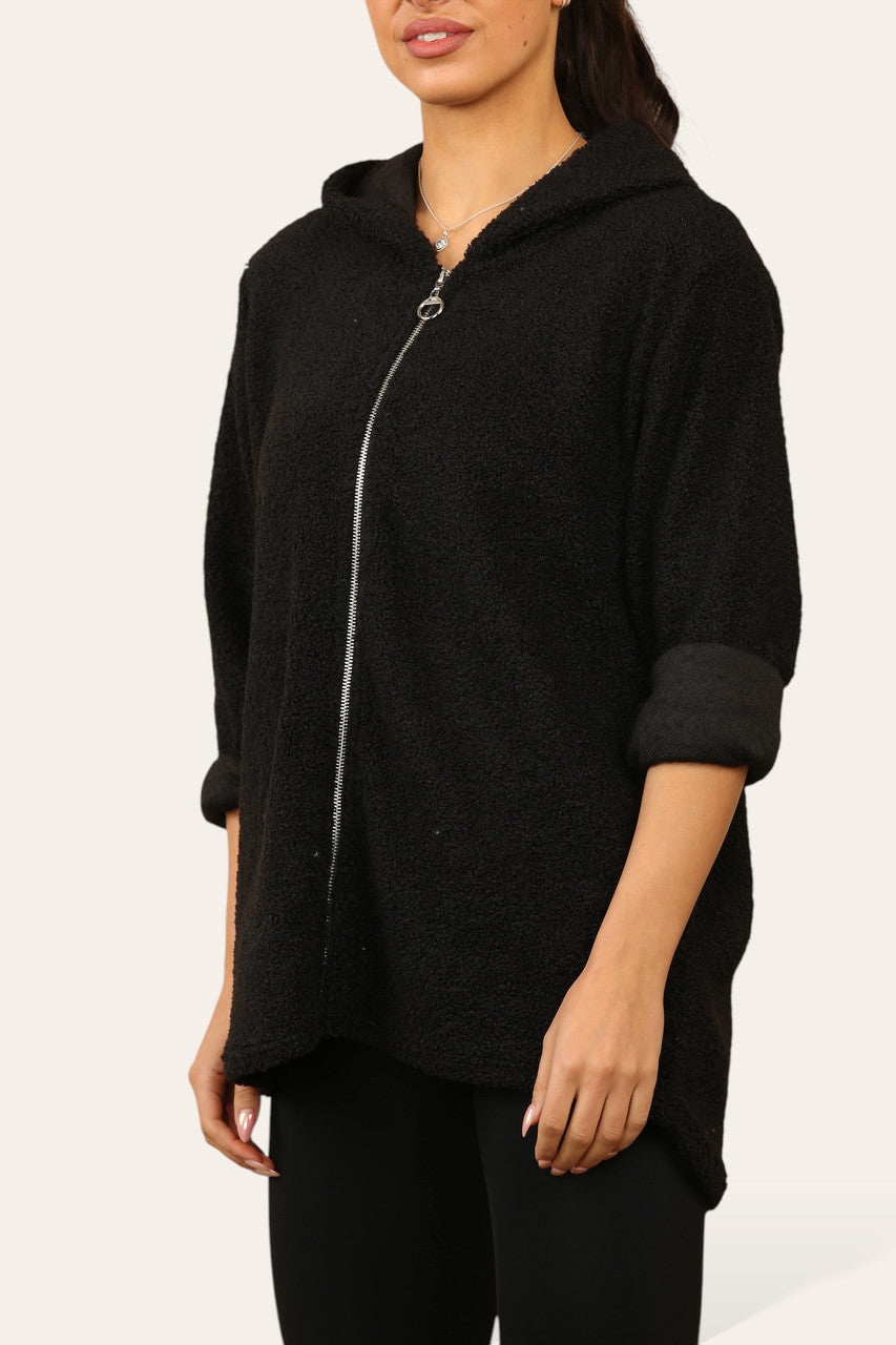 TEDDY RITS HOODIE ZWART