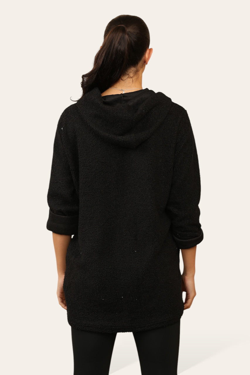 TEDDY RITS HOODIE ZWART