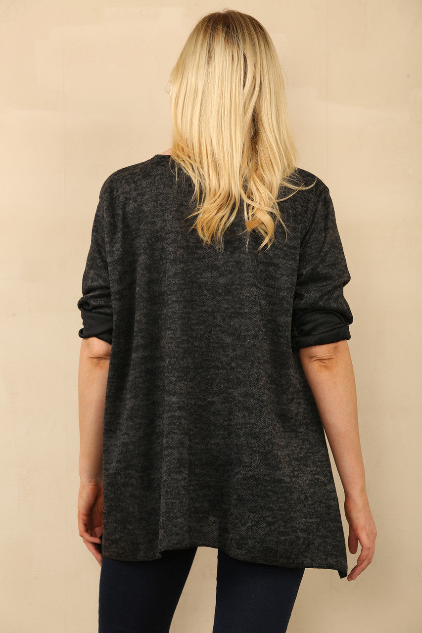 TOP MET LEO-PRINT PANEEL ZWART