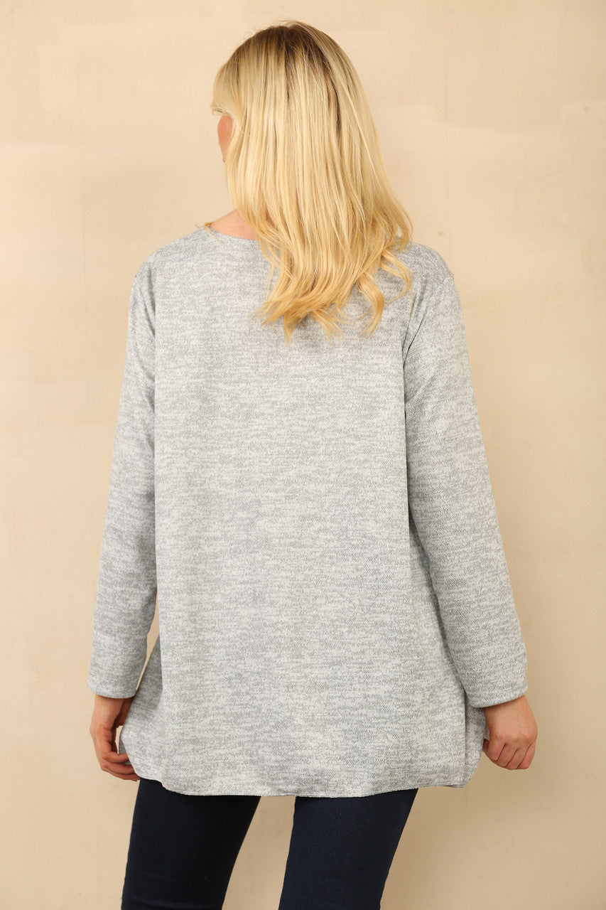 TOP MET LEOPAARDPRINT EN ZILVEREN PANEEL